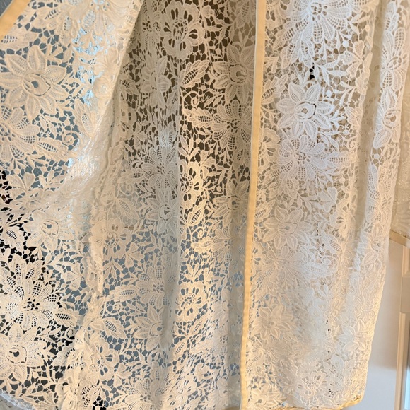 Monique Lhuillier Guipure Lace Long Sleeve Jacket Cardigan Bridal Topper Ivory - Picture 2 of 4